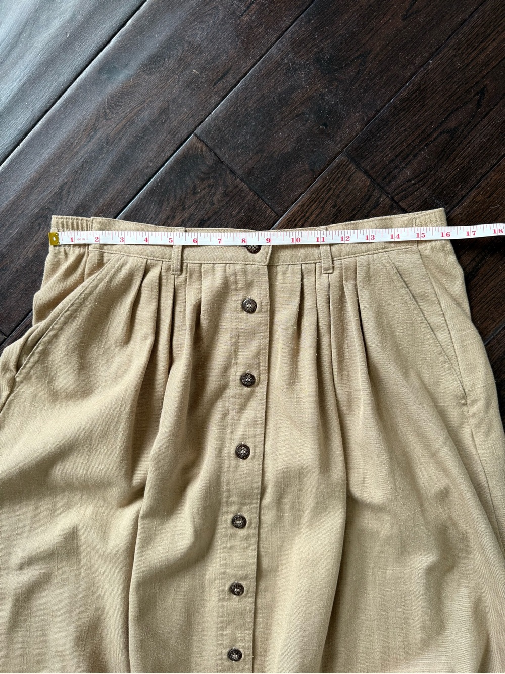 Vintage Jantzen Tan A-Line Button-Front Skirt with Pockets - Picture 8 of 8